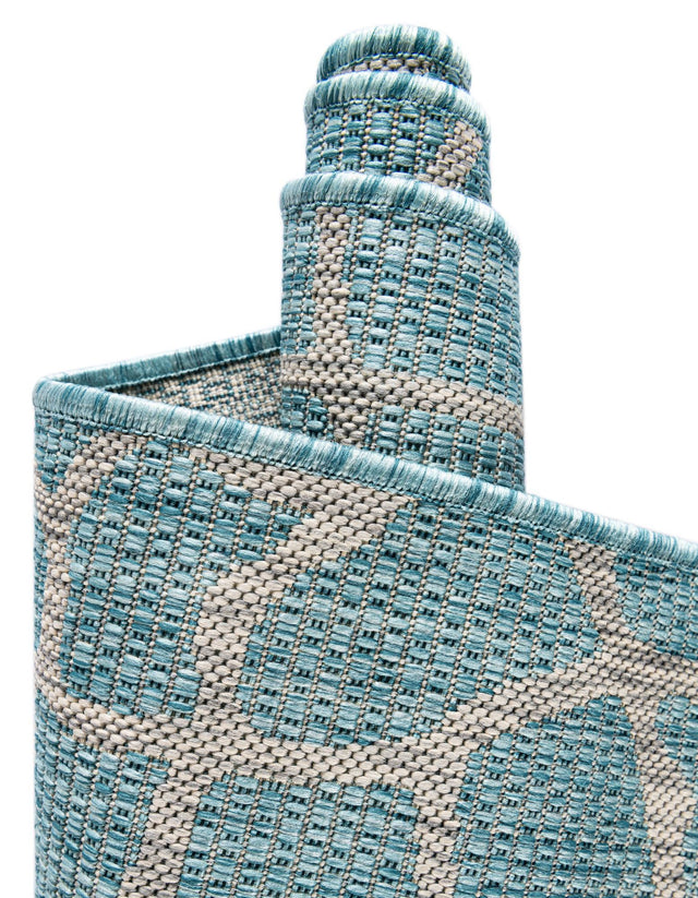 Light Aqua 5' 3 x 8' Outdoor Safari Rectangle Area Rug Weather Resistant for Patio, Deck, Terrace, Balcony, Porch Animal Print Wildlife Nature Carpet for Sale at Rug Engine
