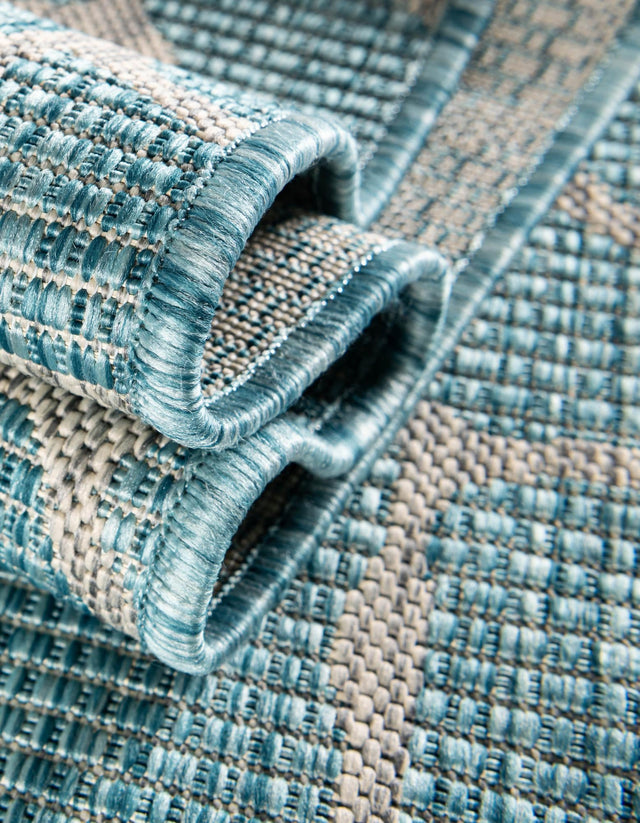 Light Aqua 5' 3 x 8' Outdoor Safari Rectangle Area Rug Weather Resistant for Patio, Deck, Terrace, Balcony, Porch Animal Print Wildlife Nature Carpet for Sale at Rug Engine