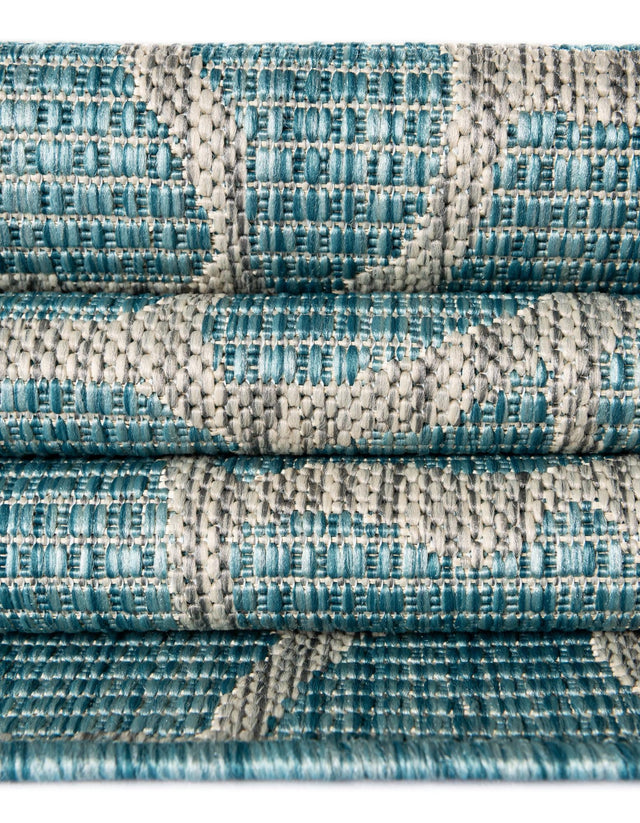 Light Aqua 5' 3 x 8' Outdoor Safari Rectangle Area Rug Weather Resistant for Patio, Deck, Terrace, Balcony, Porch Animal Print Wildlife Nature Carpet for Sale at Rug Engine