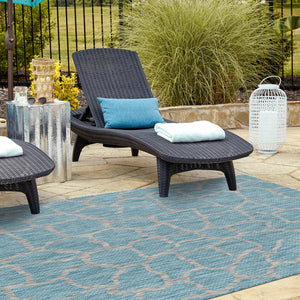 Light Aqua 5' 3 x 8' Outdoor Safari Rectangle Area Rug Weather Resistant for Patio, Deck, Terrace, Balcony, Porch Animal Print Wildlife Nature Carpet for Sale at Rug Engine