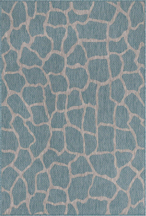 Light Aqua 4' 1 x 6' 1 Outdoor Safari Rectangle Area Rug Weather Resistant for Patio, Deck, Terrace, Balcony, Porch Animal Print Wildlife Nature Carpet for Sale at Rug Engine