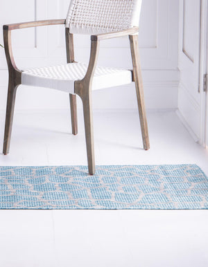 Light Aqua 2' x 6' 1 Outdoor Safari Runner Area Rug Weather Resistant for Patio, Deck, Terrace, Balcony, Porch