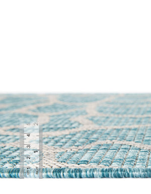 Light Aqua 2' x 6' 1 Outdoor Safari Runner Area Rug Weather Resistant for Patio, Deck, Terrace, Balcony, Porch