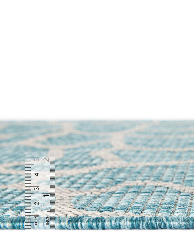 Light Aqua 2' x 6' 1 Outdoor Safari Runner Area Rug Weather Resistant for Patio, Deck, Terrace, Balcony, Porch