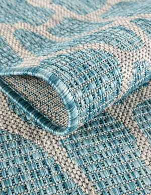 Light Aqua 2' x 6' 1 Outdoor Safari Runner Area Rug Weather Resistant for Patio, Deck, Terrace, Balcony, Porch