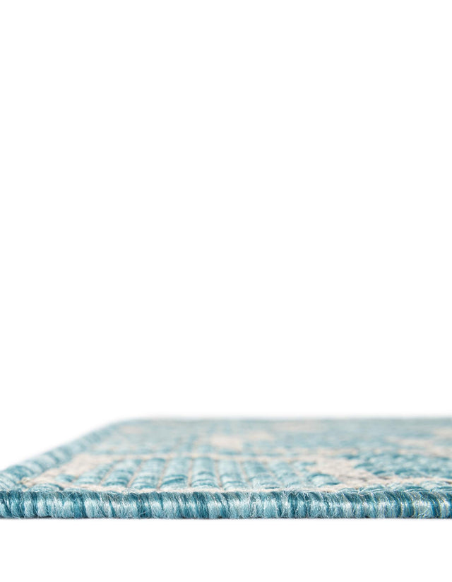 Light Aqua 2' x 6' 1 Outdoor Safari Runner Area Rug Weather Resistant for Patio, Deck, Terrace, Balcony, Porch