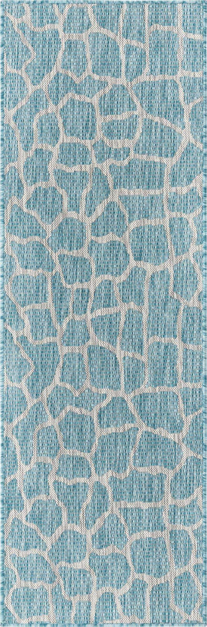 Light Aqua 2' x 6' 1 Outdoor Safari Runner Area Rug Weather Resistant for Patio, Deck, Terrace, Balcony, Porch