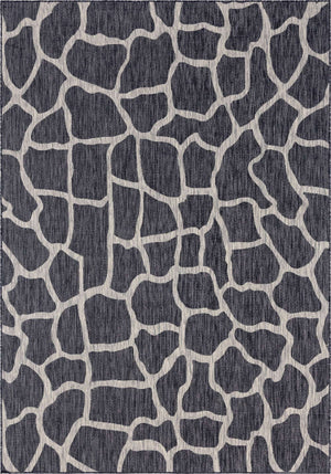 Charcoal Gray 7' 10 x 11' Outdoor Safari Rectangle Area Rug Weather Resistant for Patio, Deck, Terrace, Balcony, Porch