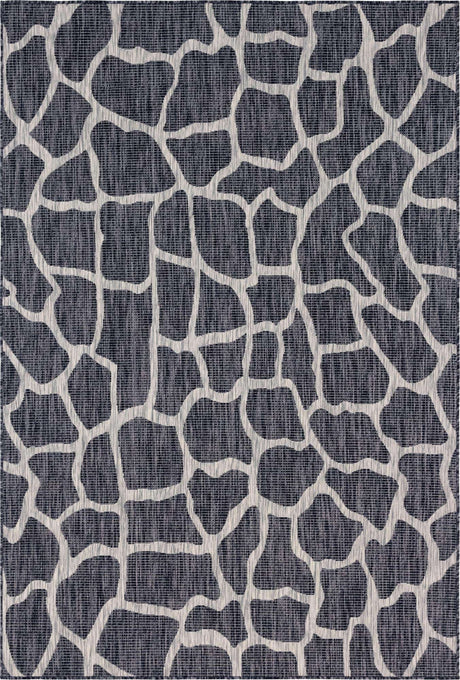 Charcoal Gray 6' 1 x 9' Outdoor Safari Rectangle Rug