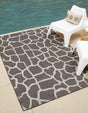 Charcoal Gray 5' 3 x 8' Outdoor Safari Rectangle Area Rug Weather Resistant for Patio, Deck, Terrace, Balcony, Porch Animal Print Wildlife Nature Carpet for Sale at Rug Engine