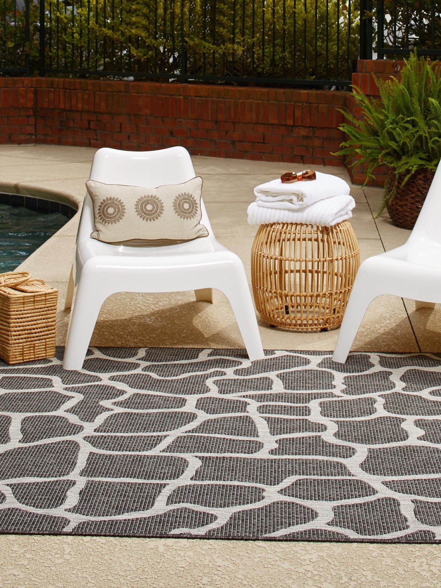 Charcoal Gray 6' 1 x 9' Outdoor Safari Rectangle Area Rug Weather Resistant for Patio, Deck, Terrace, Balcony, Porch Animal Print Wildlife Nature Carpet for Sale at Rug Engine