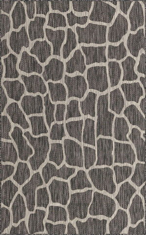 Charcoal Gray 5' 3 x 8' Outdoor Safari Rectangle Area Rug Weather Resistant for Patio, Deck, Terrace, Balcony, Porch Animal Print Wildlife Nature Carpet for Sale at Rug Engine