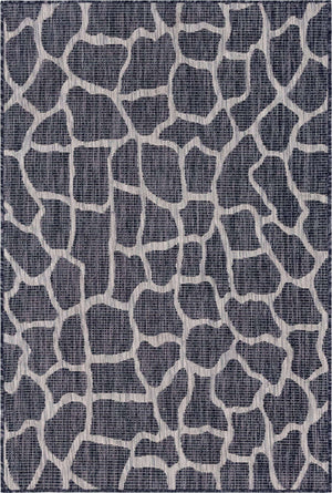Charcoal Gray 4' 1 x 6' 1 Outdoor Safari Rectangle Area Rug Weather Resistant for Patio, Deck, Terrace, Balcony, Porch Animal Print Wildlife Nature Carpet for Sale at Rug Engine
