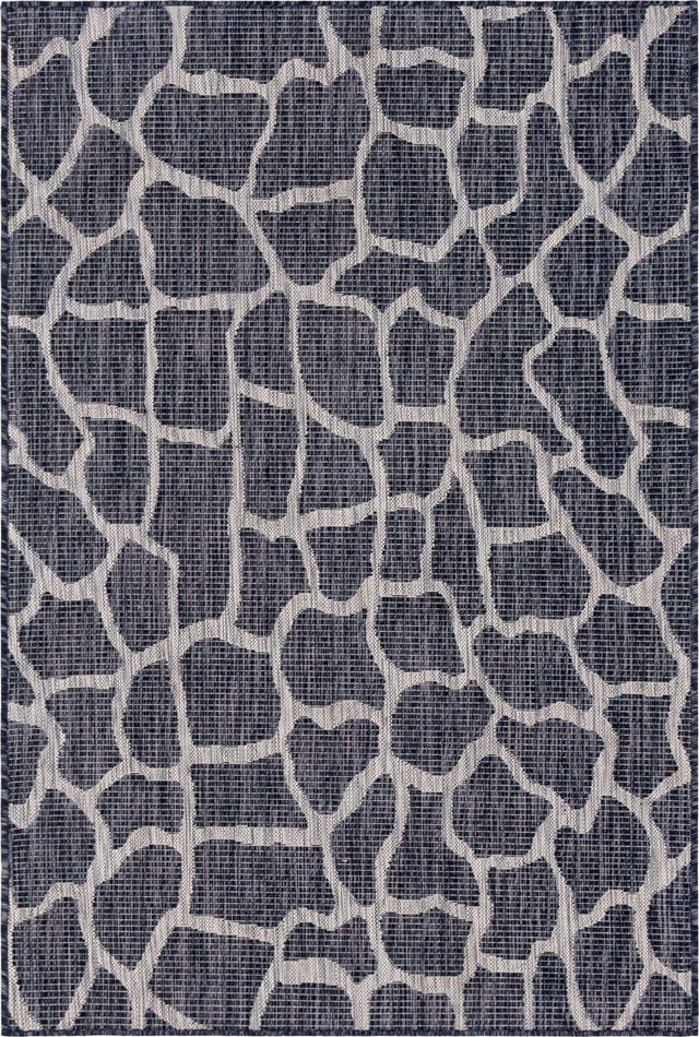 Charcoal Gray 4' 1 x 6' 1 Outdoor Safari Rectangle Area Rug Weather Resistant for Patio, Deck, Terrace, Balcony, Porch Animal Print Wildlife Nature Carpet for Sale at Rug Engine