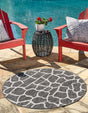Charcoal Gray 4' 1 x 4' 1 Outdoor Safari Round Area Rug Weather Resistant for Patio, Deck, Terrace, Balcony, Porch Animal Print Wildlife Nature Carpet for Sale at Rug Engine