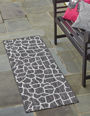 Charcoal Gray 2' x 6' 1 Outdoor Safari Runner Area Rug Weather Resistant for Patio, Deck, Terrace, Balcony, Porch Animal Print Wildlife Nature Carpet for Sale at Rug Engine