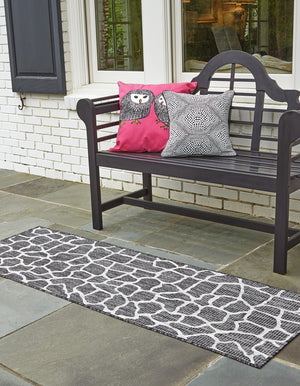 Charcoal Gray 2' x 6' 1 Outdoor Safari Runner Area Rug Weather Resistant for Patio, Deck, Terrace, Balcony, Porch Animal Print Wildlife Nature Carpet for Sale at Rug Engine