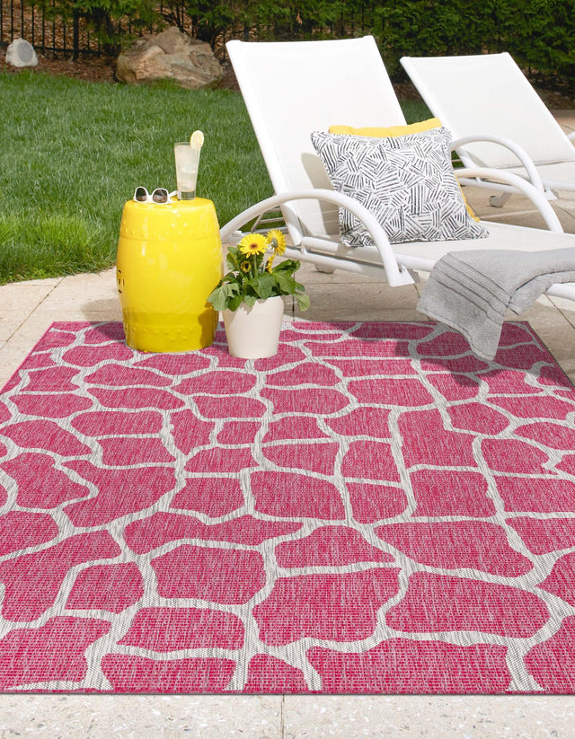 Magenta 2' x 3' 1 Outdoor Safari Rectangle Area Rug Weather Resistant for Patio, Deck, Terrace, Balcony, Porch Animal Print Wildlife Nature Carpet for Sale at Rug Engine