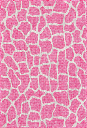 Magenta 4' 1 x 6' 1 Outdoor Safari Rectangle Area Rug Weather Resistant for Patio, Deck, Terrace, Balcony, Porch Animal Print Wildlife Nature Carpet for Sale at Rug Engine