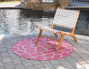 Magenta 4' 1 x 4' 1 Outdoor Safari Round Area Rug Weather Resistant for Patio, Deck, Terrace, Balcony, Porch Animal Print Wildlife Nature Carpet for Sale at Rug Engine