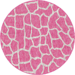 Magenta 4' 1 x 4' 1 Outdoor Safari Round Area Rug Weather Resistant for Patio, Deck, Terrace, Balcony, Porch Animal Print Wildlife Nature Carpet for Sale at Rug Engine