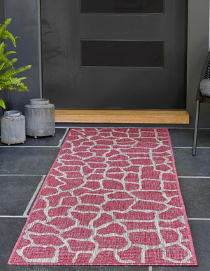 Magenta 2' x 8' Outdoor Safari Runner Area Rug Weather Resistant for Patio, Deck, Terrace, Balcony, Porch Animal Print Wildlife Nature Carpet for Sale at Rug Engine