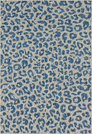 Blue 7' 1 x 10' Outdoor Safari Rectangle Area Rug Weather Resistant for Patio, Deck, Terrace, Balcony, Porch Animal Print Wildlife Nature Carpet for Sale at Rug Engine
