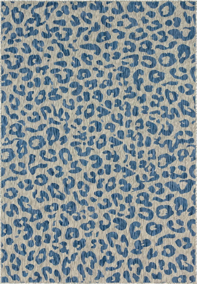 Blue 7' 1 x 10' Outdoor Safari Rectangle Area Rug Weather Resistant for Patio, Deck, Terrace, Balcony, Porch Animal Print Wildlife Nature Carpet for Sale at Rug Engine