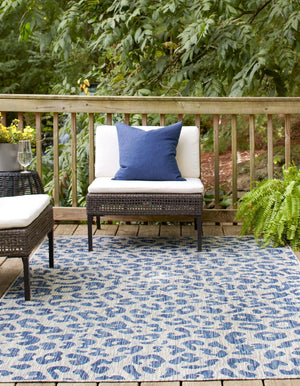 Blue 8' x 11' Outdoor Safari Rectangle Rug