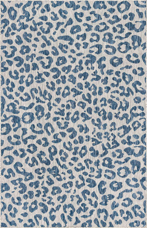 Blue 5' 3 x 8' Outdoor Safari Rectangle Area Rug Weather Resistant for Patio, Deck, Terrace, Balcony, Porch Animal Print Wildlife Nature Carpet for Sale at Rug Engine