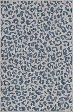 Blue 4' 1 x 6' 1 Outdoor Safari Rectangle Area Rug Weather Resistant for Patio, Deck, Terrace, Balcony, Porch Animal Print Wildlife Nature Carpet for Sale at Rug Engine