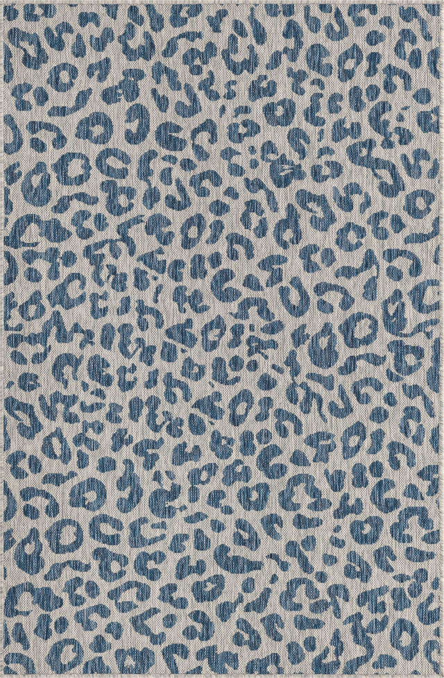 Blue 4' 1 x 6' 1 Outdoor Safari Rectangle Area Rug Weather Resistant for Patio, Deck, Terrace, Balcony, Porch Animal Print Wildlife Nature Carpet for Sale at Rug Engine