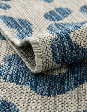 Blue 4' 1 x 4' 1 Outdoor Safari Round Area Rug Weather Resistant for Patio, Deck, Terrace, Balcony, Porch Animal Print Wildlife Nature Carpet for Sale at Rug Engine