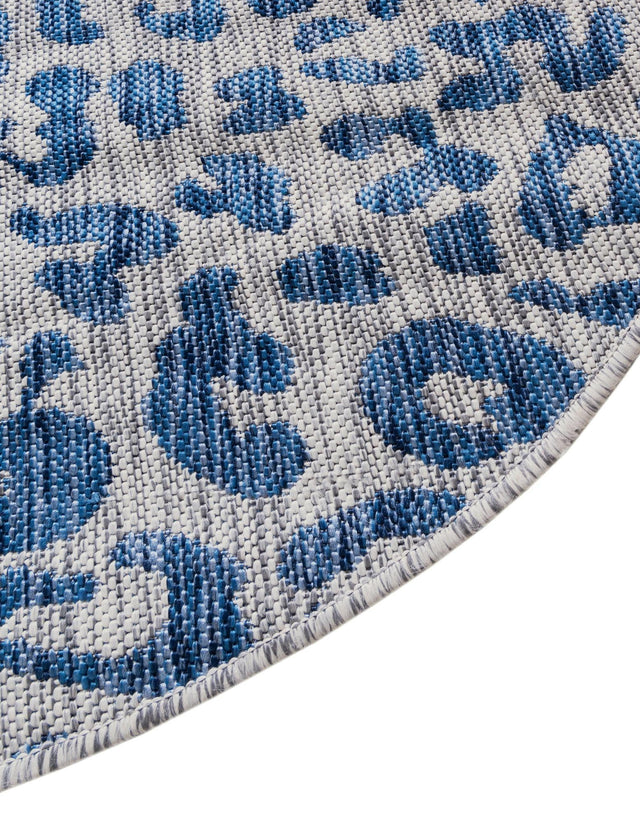 Blue 12' x 12' Outdoor Safari Round Area Rug Weather Resistant for Patio, Deck, Terrace, Balcony, Porch Animal Print Wildlife Nature Carpet for Sale at Rug Engine