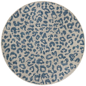 Blue 4' 1 x 4' 1 Outdoor Safari Round Area Rug Weather Resistant for Patio, Deck, Terrace, Balcony, Porch Animal Print Wildlife Nature Carpet for Sale at Rug Engine