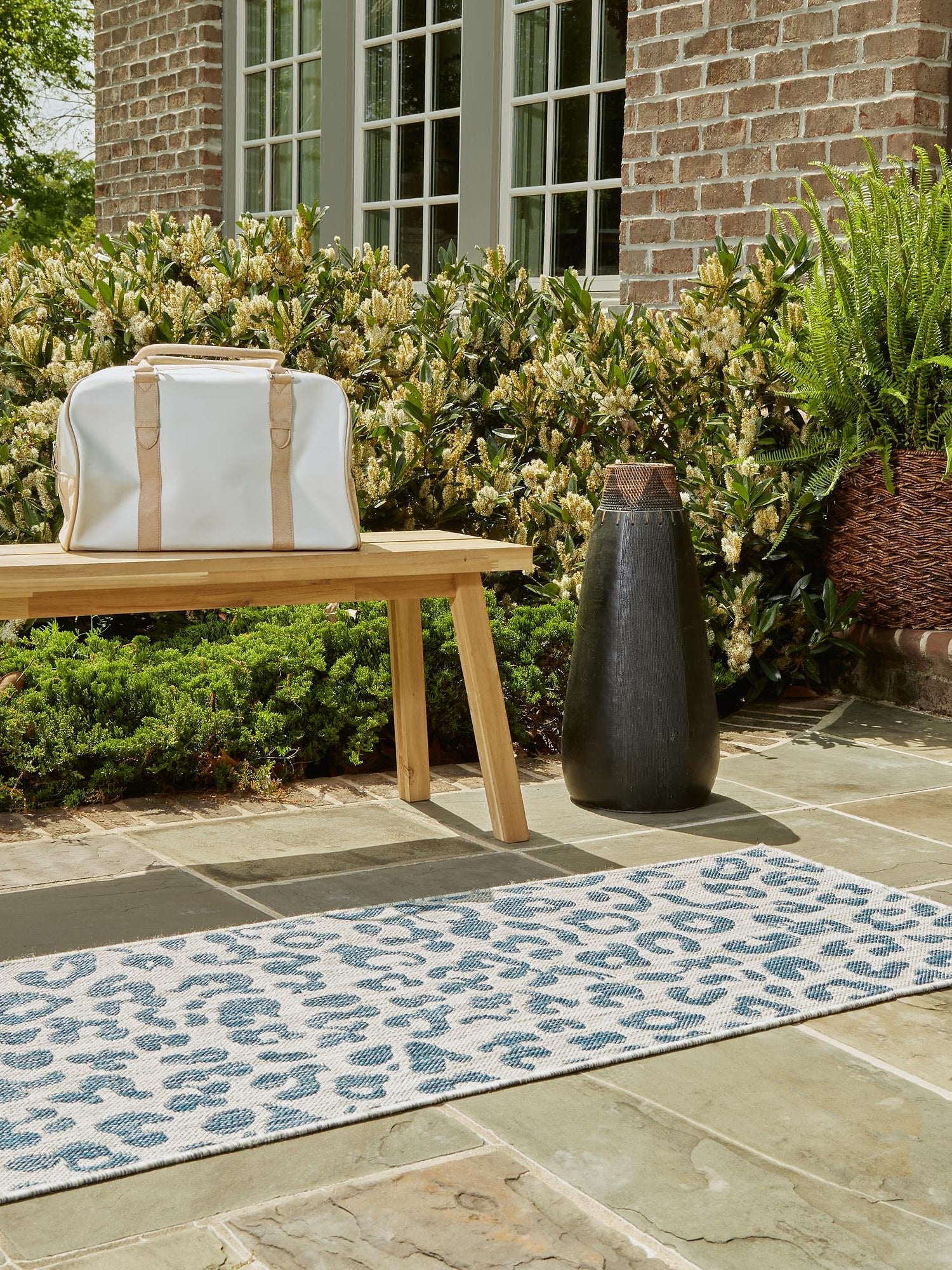 Blue 2' 7 x 10' Outdoor Safari Runner Area Rug Weather Resistant for Patio, Deck, Terrace, Balcony, Porch Animal Print Wildlife Nature Carpet for Sale at Rug Engine