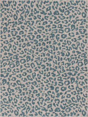 Teal 9' x 12' Outdoor Safari Rectangle Area Rug Weather Resistant for Patio, Deck, Terrace, Balcony, Porch Animal Print Wildlife Nature Carpet for Sale at Rug Engine