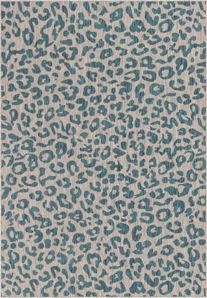 Teal 7' 10 x 11' Outdoor Safari Rectangle Area Rug Weather Resistant for Patio, Deck, Terrace, Balcony, Porch Animal Print Wildlife Nature Carpet for Sale at Rug Engine
