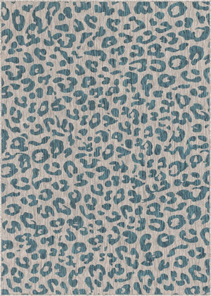 Teal 7' 1 x 10' Outdoor Safari Rectangle Area Rug Weather Resistant for Patio, Deck, Terrace, Balcony, Porch Animal Print Wildlife Nature Carpet for Sale at Rug Engine