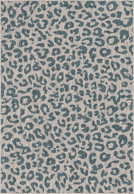 Teal 6' 1 x 9' Outdoor Safari Rectangle Rug