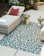 Teal 7' 10 x 11' Outdoor Safari Rectangle Area Rug Weather Resistant for Patio, Deck, Terrace, Balcony, Porch Animal Print Wildlife Nature Carpet for Sale at Rug Engine