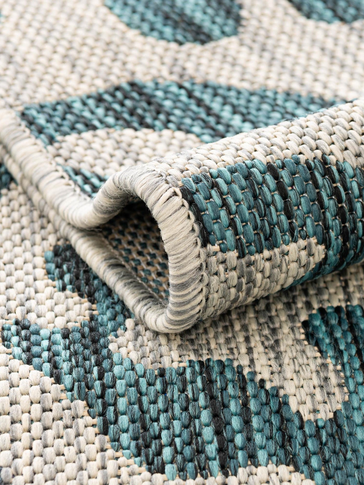 Teal 6' 1 x 9' Outdoor Safari Rectangle Area Rug Weather Resistant for Patio, Deck, Terrace, Balcony, Porch Animal Print Wildlife Nature Carpet for Sale at Rug Engine