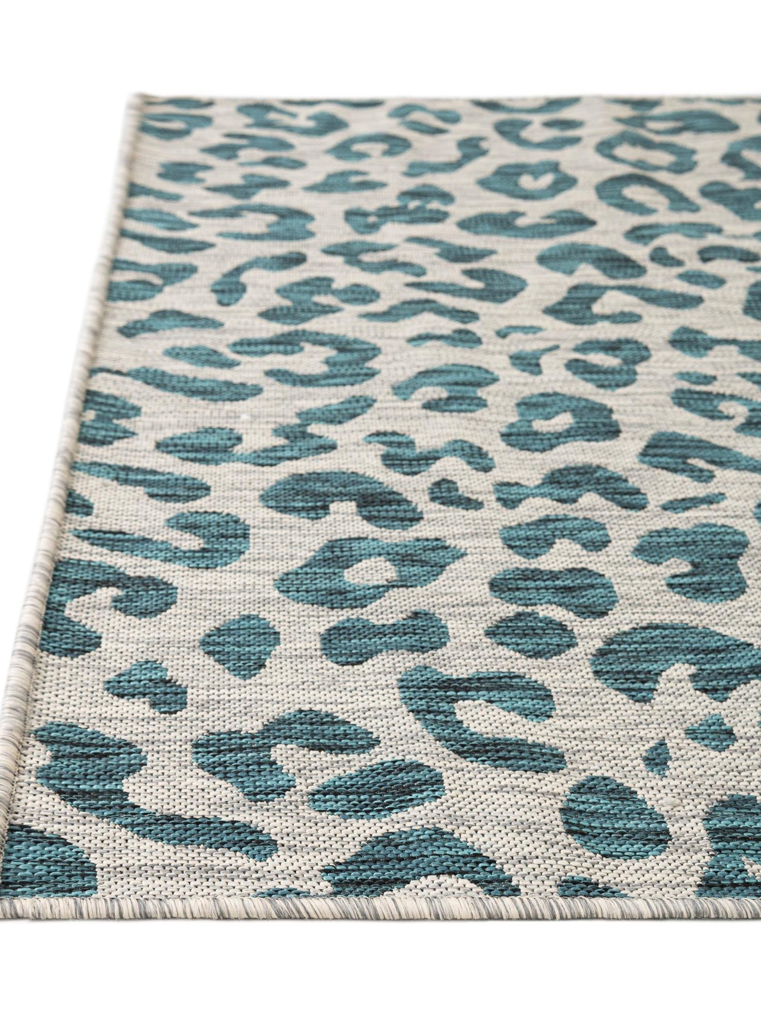 Teal 6' 1 x 9' Outdoor Safari Rectangle Area Rug Weather Resistant for Patio, Deck, Terrace, Balcony, Porch Animal Print Wildlife Nature Carpet for Sale at Rug Engine