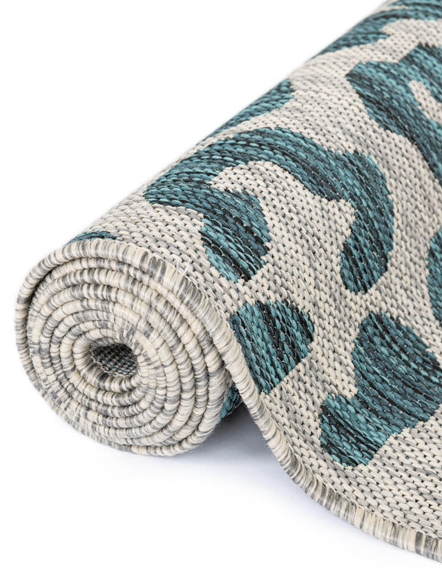 Teal 5' 3 x 8' Outdoor Safari Rectangle Area Rug Weather Resistant for Patio, Deck, Terrace, Balcony, Porch Animal Print Wildlife Nature Carpet for Sale at Rug Engine