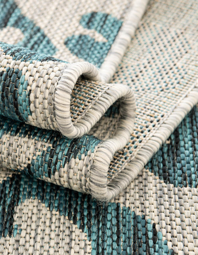 Teal 5' 3 x 8' Outdoor Safari Rectangle Area Rug Weather Resistant for Patio, Deck, Terrace, Balcony, Porch Animal Print Wildlife Nature Carpet for Sale at Rug Engine