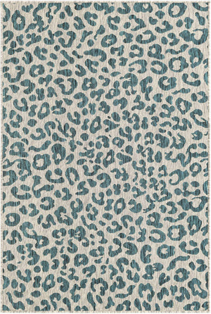 Teal 4' 1 x 6' 1 Outdoor Safari Rectangle Area Rug Weather Resistant for Patio, Deck, Terrace, Balcony, Porch Animal Print Wildlife Nature Carpet for Sale at Rug Engine