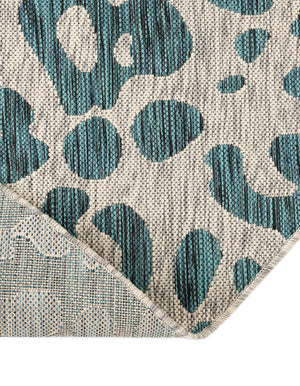 Teal 13' 1 x 13' 1 Outdoor Safari Round Area Rug Weather Resistant for Patio, Deck, Terrace, Balcony, Porch Animal Print Wildlife Nature Carpet for Sale at Rug Engine