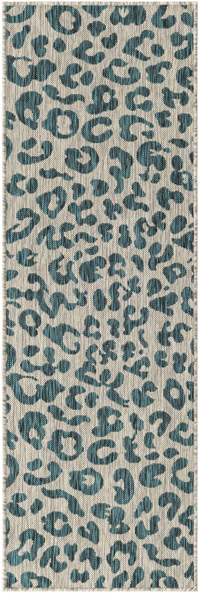 Teal 2' x 6' 1 Outdoor Safari Runner Area Rug Weather Resistant for Patio, Deck, Terrace, Balcony, Porch Animal Print Wildlife Nature Carpet for Sale at Rug Engine