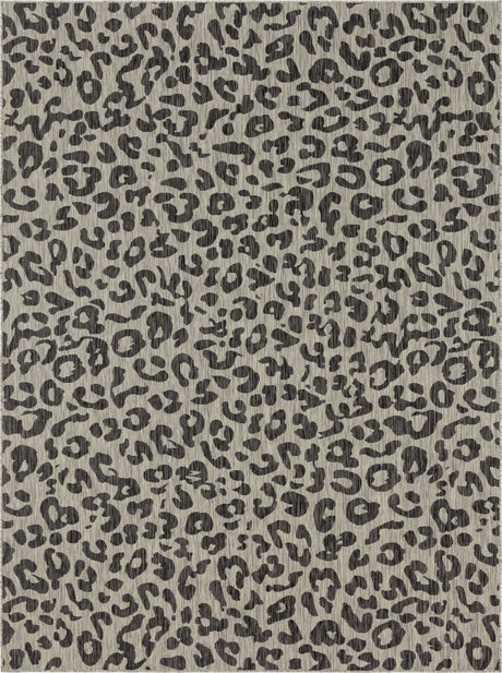 Light Gray 9' x 12' Outdoor Safari Rectangle Area Rug Weather Resistant for Patio, Deck, Terrace, Balcony, Porch
