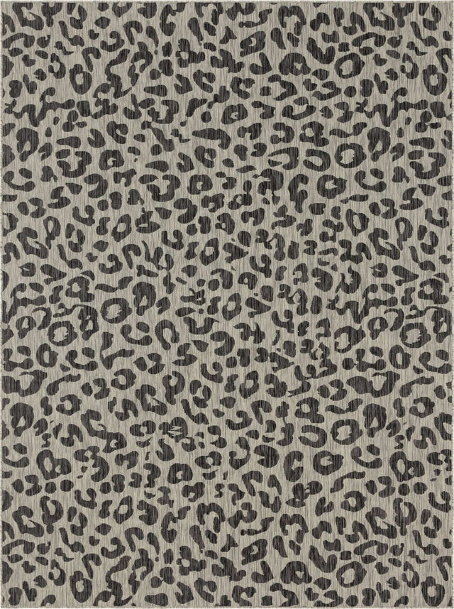 Light Gray 9' x 12' Outdoor Safari Rectangle Area Rug Weather Resistant for Patio, Deck, Terrace, Balcony, Porch